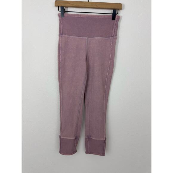 Lululemon Wunder Under Crop 23” Ribbed Pink Leggings Size 4 - Picture 1 of 6